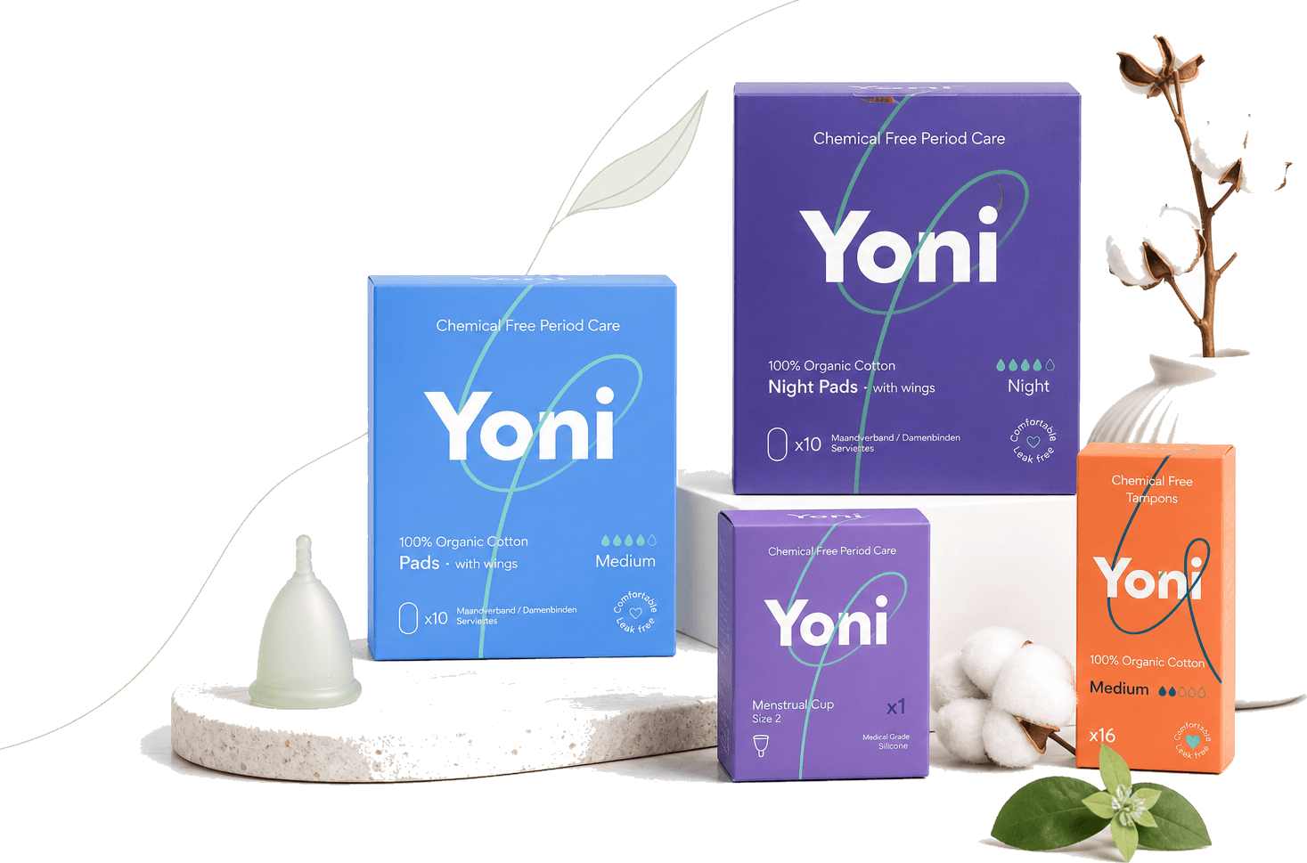Produse Yoni aranjate editorial